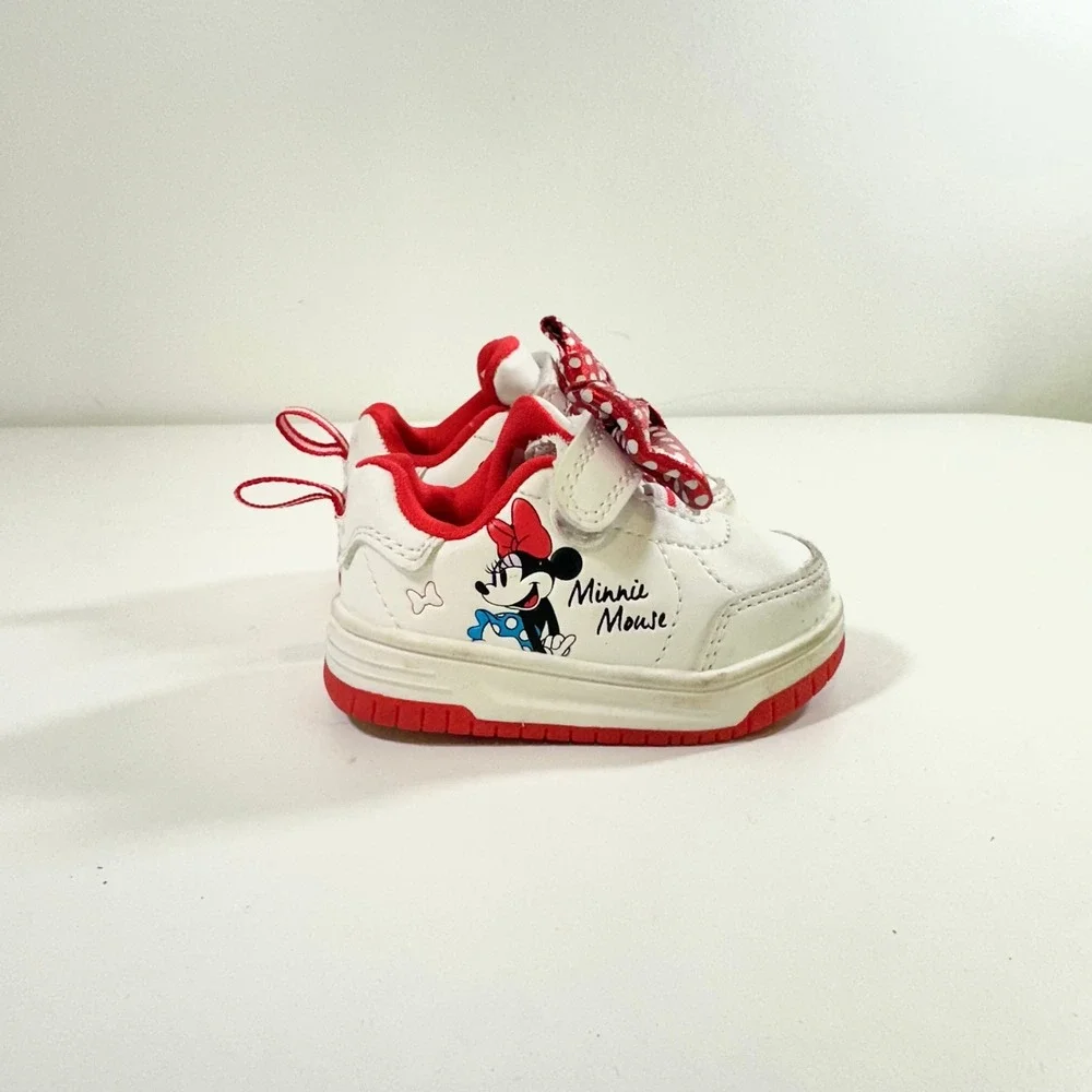 Disney Baby Minnie Mouse White Red Polka Dot Bow Sneakers Infant Size 2